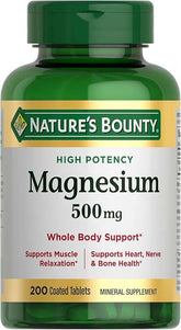 Nature's Bounty Magnesium Supplements - Magnesium 500 Mg Tablets for Bone & Muscle Health, 200 Count (Pack of 1) - Showlu Well Nation Store